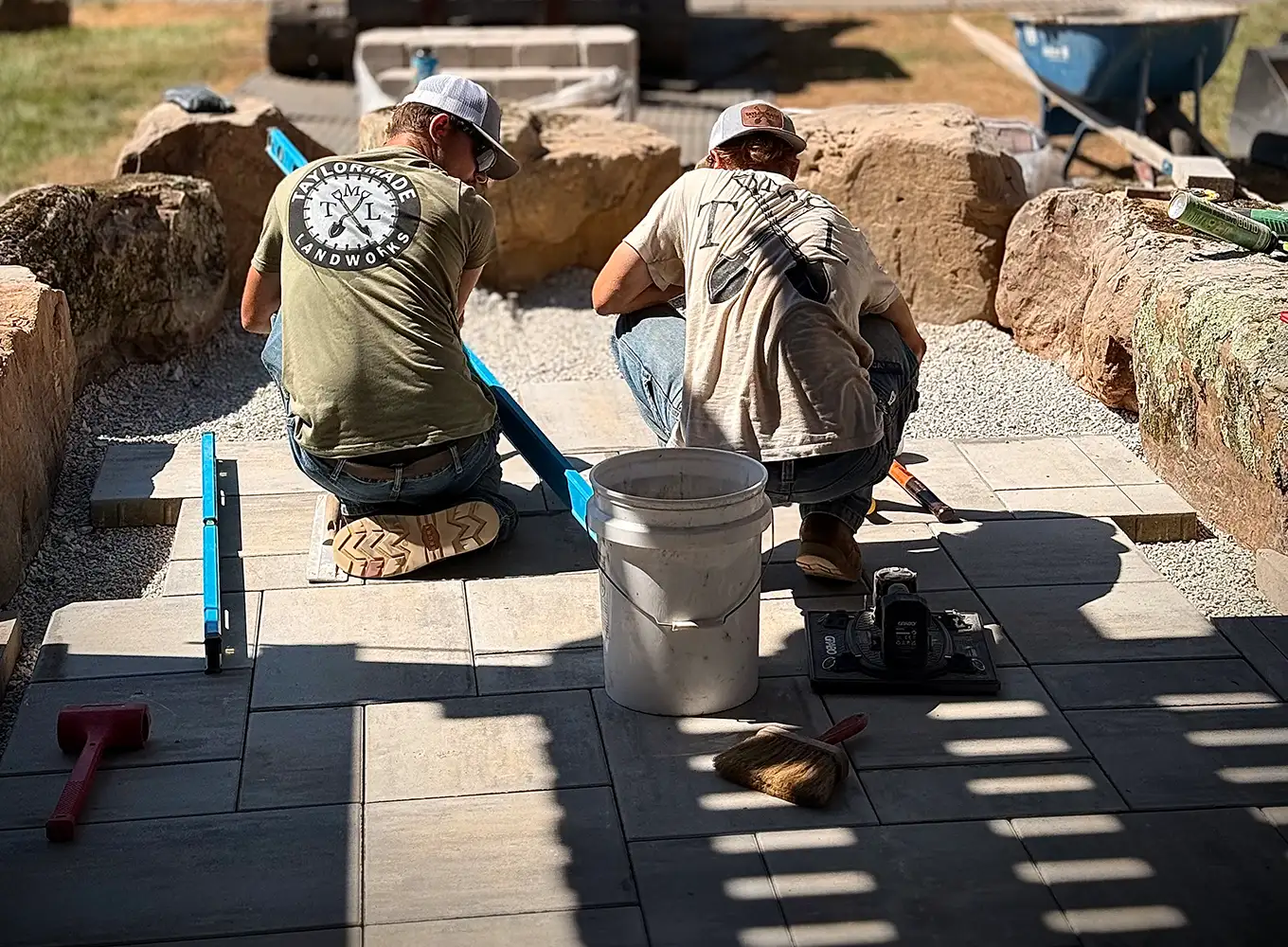 TaylorMade Landworks installing a paver patio in Springfield IL
