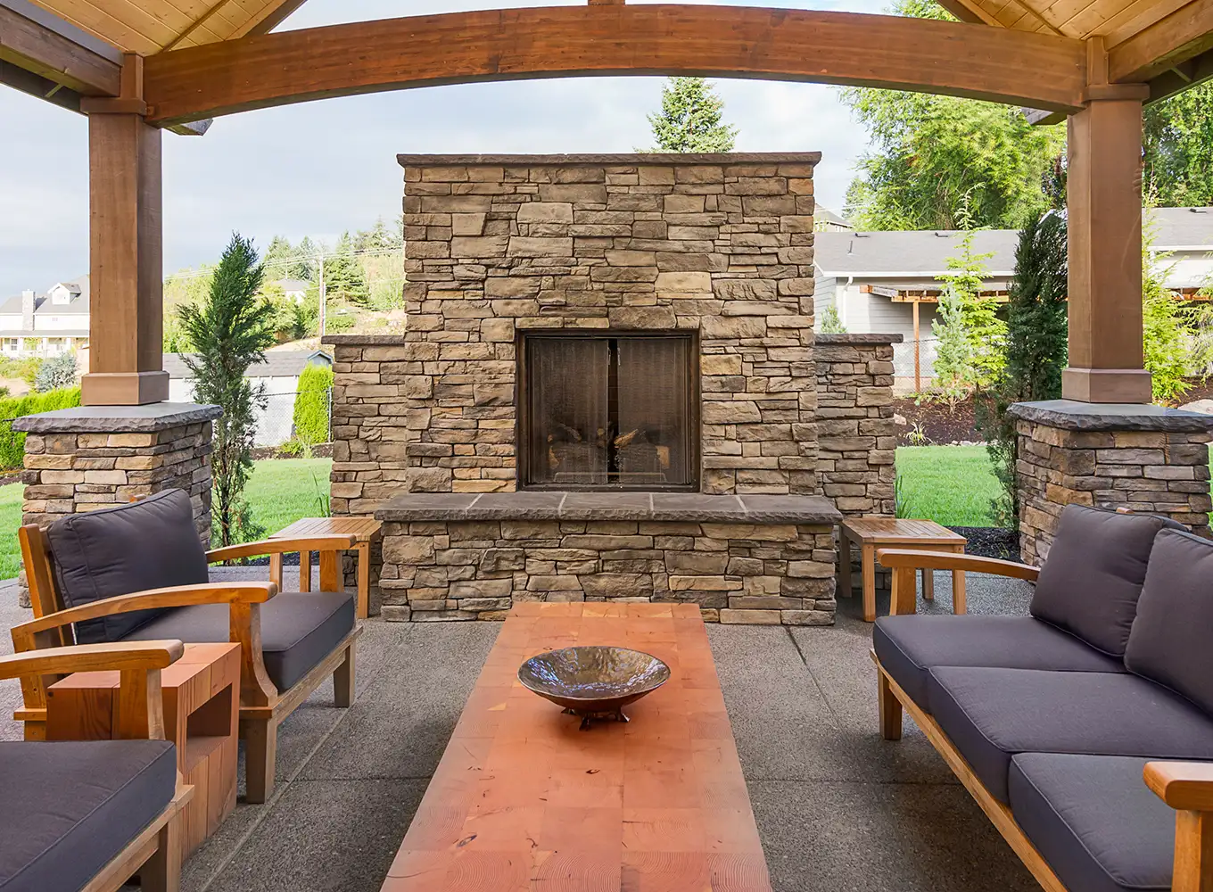 outdoor fireplace installed at springfield il home