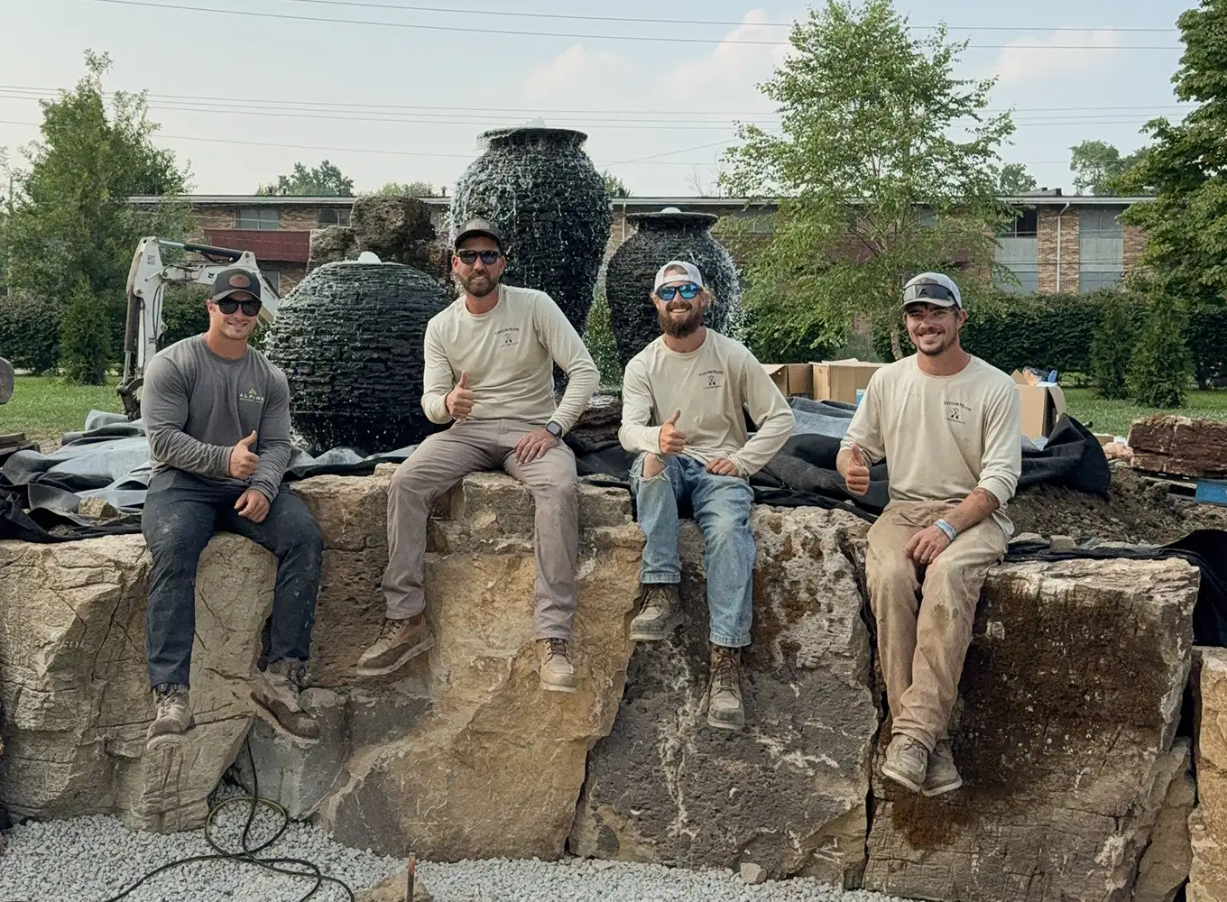 water feature installed by hardscaping company in springfield il